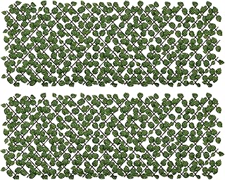 Outsunny Lot de 2 haies artificielles Treillis Extensible - Brise-Vue canisse végétale Feuillage réaliste, intérieur extérieur, 2 x 1 m