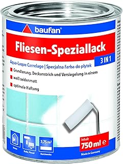 Baufan 3in1 Vernis Spécial Blanc Satiné - Vernis pour Salle de Bain, Cuisine et Intérieur, Peinture pour Carrelage pour Couche de Finition, Vitrification