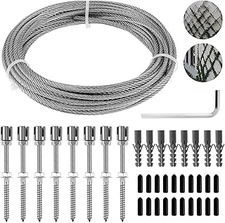 Support Treillis pour Plantes Grimpantes, Treillis en Acier Inoxydable, pour Rosier Les Jardins Extérieurs(8 Supports, Corde de 12 m)