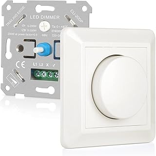 Aroidful Variateur de Lumiere LED 220V-240V, Interrupteur Variateur LED 5W-200W Variateur LED Rotatif pour Lumières LED dimmables, Variateur Mural Silencieux et sans bruit (laiteux)