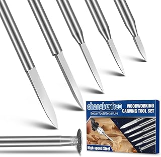 Mini outils de sculpture sur bois pour outils rotatifs, 5 forets de gravure et 1 foret diamanté Outils,avec tige de 3 mm pour le bricolage et la micro-sculpture sur bois