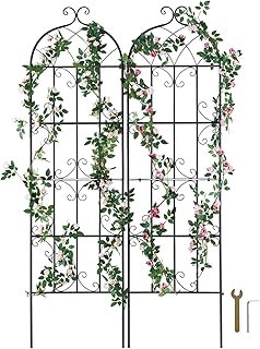 VEVOR Treillis Jardin pour Plantes grimpantes, 51 x 180 cm, Treillis Fleurs de Jardin en métal antirouille, Support de concombres, pour Cours, pelouses, 2 pcs