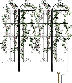 VEVOR Lot de 4 treillis de jardin pour plantes grimpantes, 221 x 50,8 cm, treillis décoratif en métal antirouille pour plantes grimpantes, concombres de roses grimpantes, treillis décoratif pour cours
