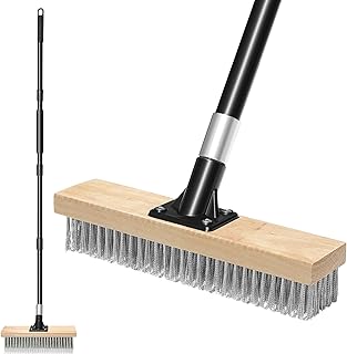 TidyBliss Balai Toiture Exterieur Terrasse Acier Inoxydable avec Long Manche, Robuste Brosse Metallique Élimination des Mousses Extérieures sur Sols en Béton Jardins Patios Toits Briques Garages